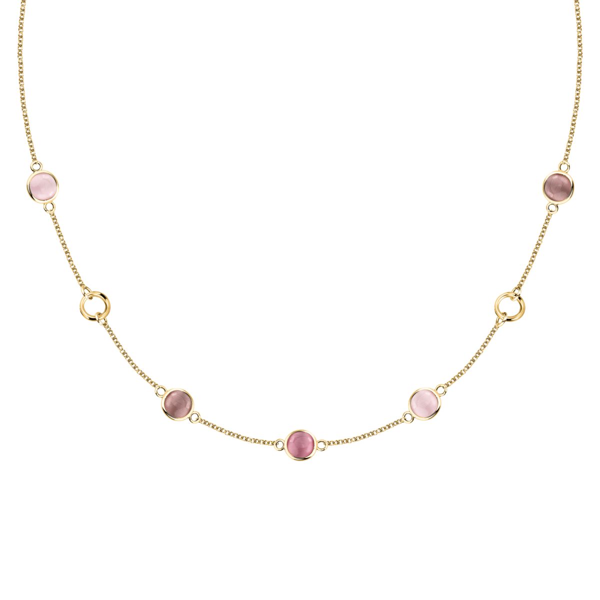 Ασημένιο Κολιέ Venezia - 5 Pink Cat eye stones - MORELLATO - SAZM13