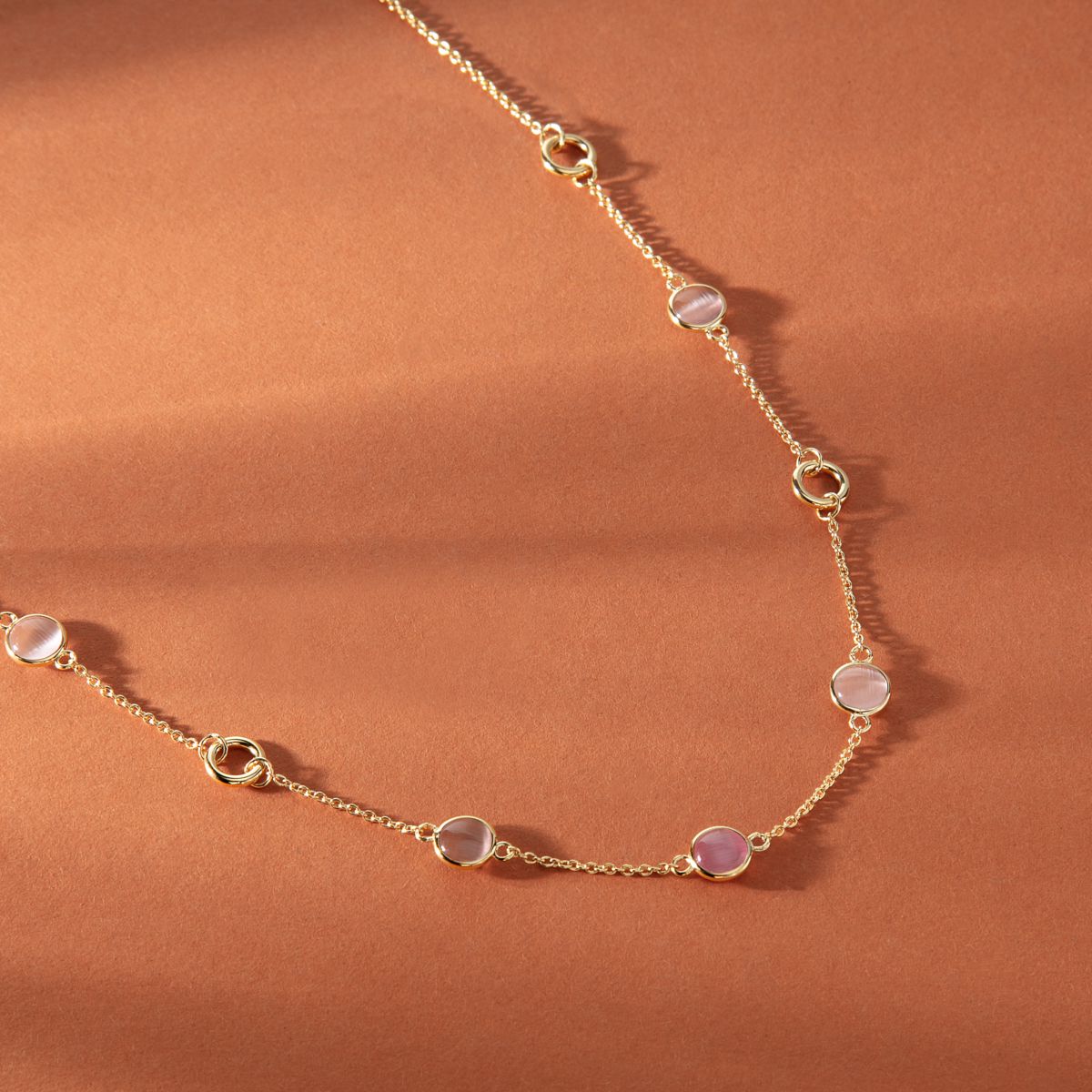 Ασημένιο Κολιέ Venezia - 5 Pink Cat eye stones - MORELLATO - SAZM13