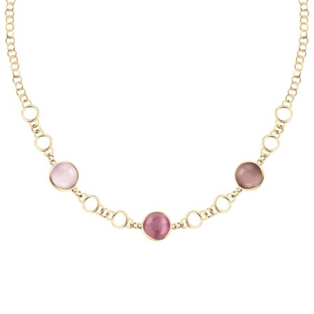 Ασημένιο Κολιέ Venezia - 3 Pink Cat eye stones - MORELLATO - SAZM14