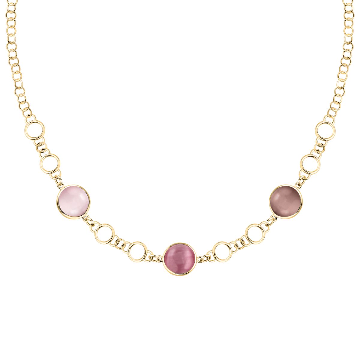 Ασημένιο Κολιέ Venezia - 3 Pink Cat eye stones - MORELLATO - SAZM14