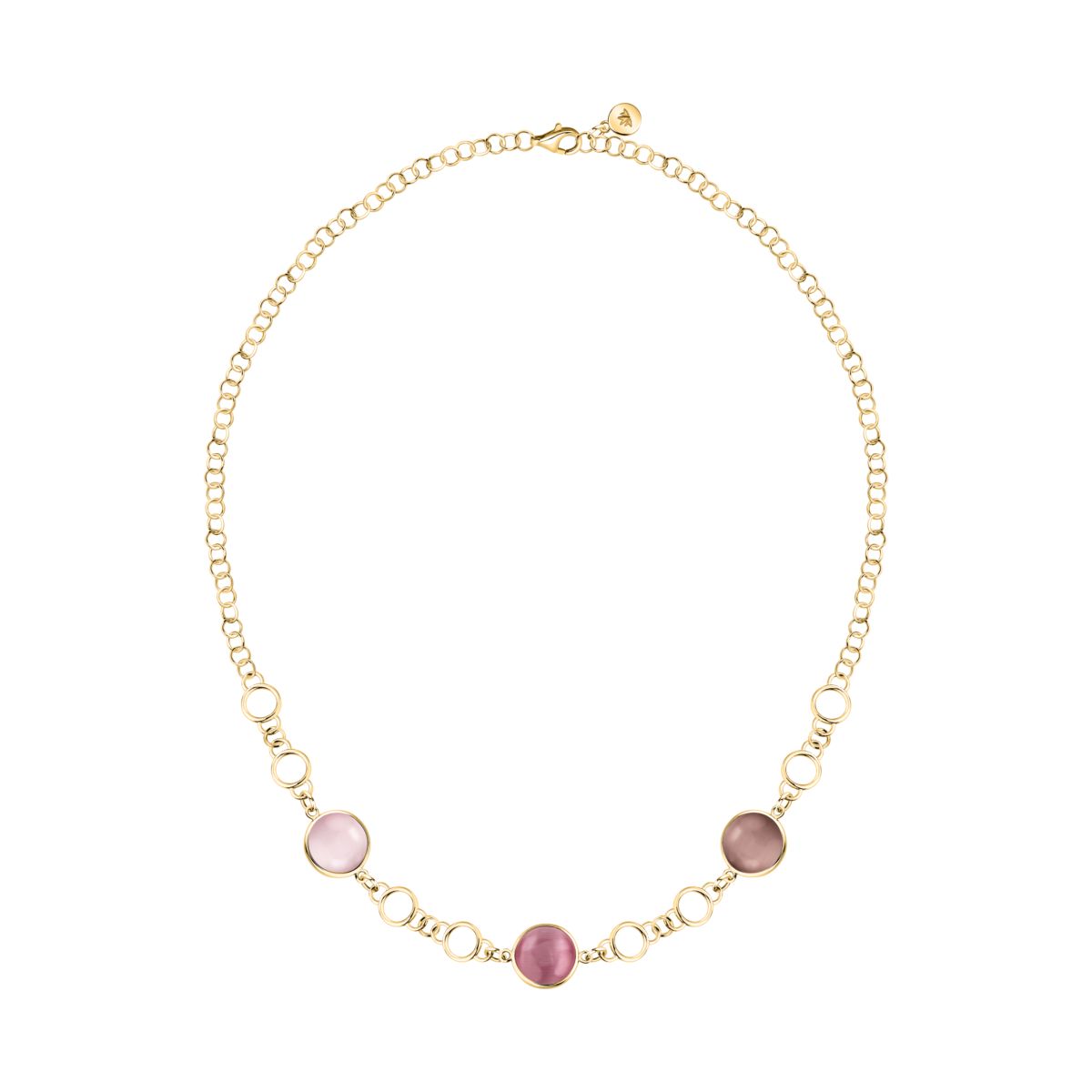 Ασημένιο Κολιέ Venezia - 3 Pink Cat eye stones - MORELLATO - SAZM14
