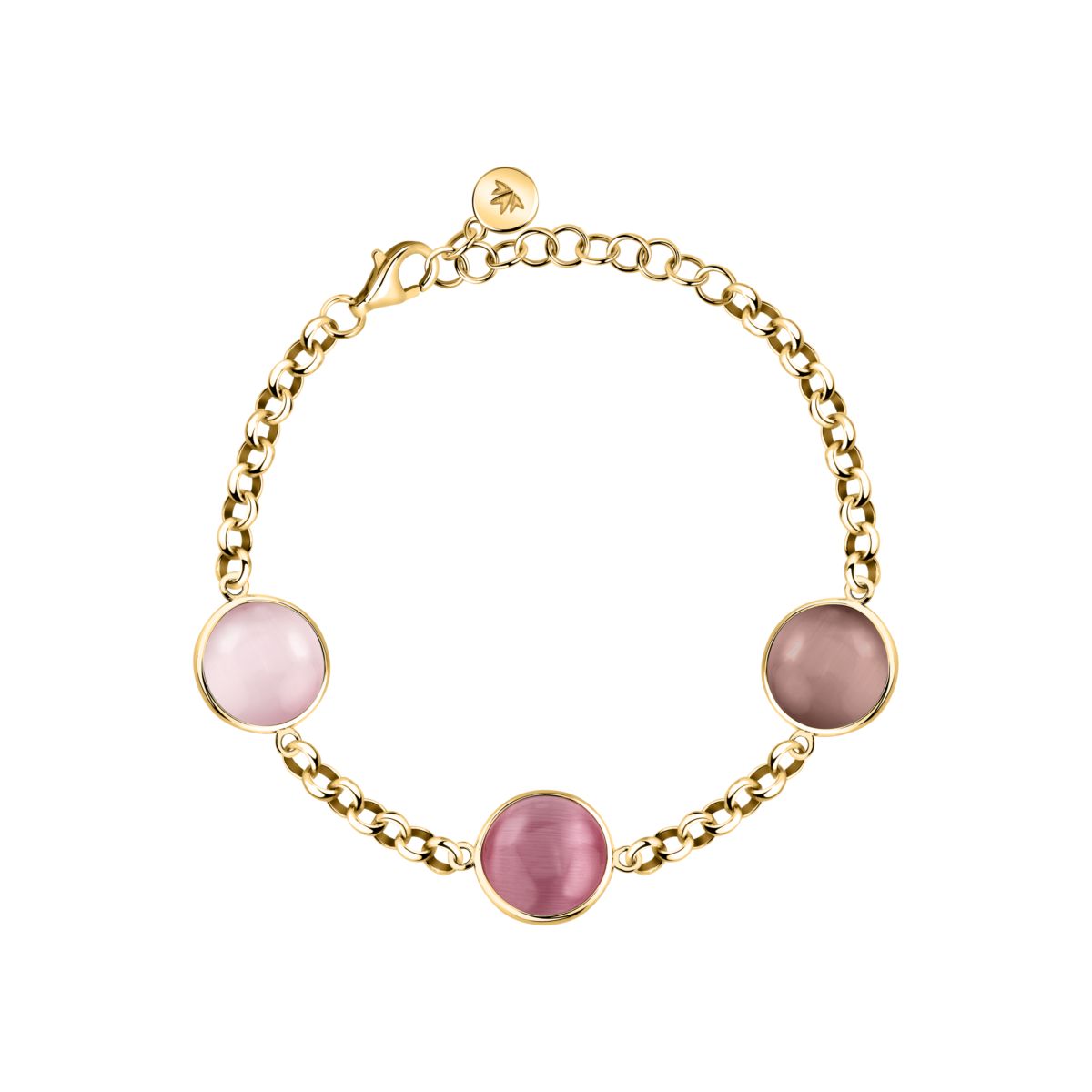 Ασημένιο Βραχιόλι Venezia - 3 Pink Cat eye stones - MORELLATO - SAZM15