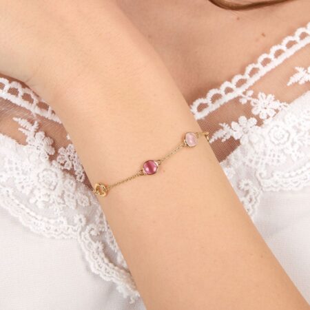 Ασημένιο Βραχιόλι Venezia - 4 Pink Cat eye stones - MORELLATO - SAZM17