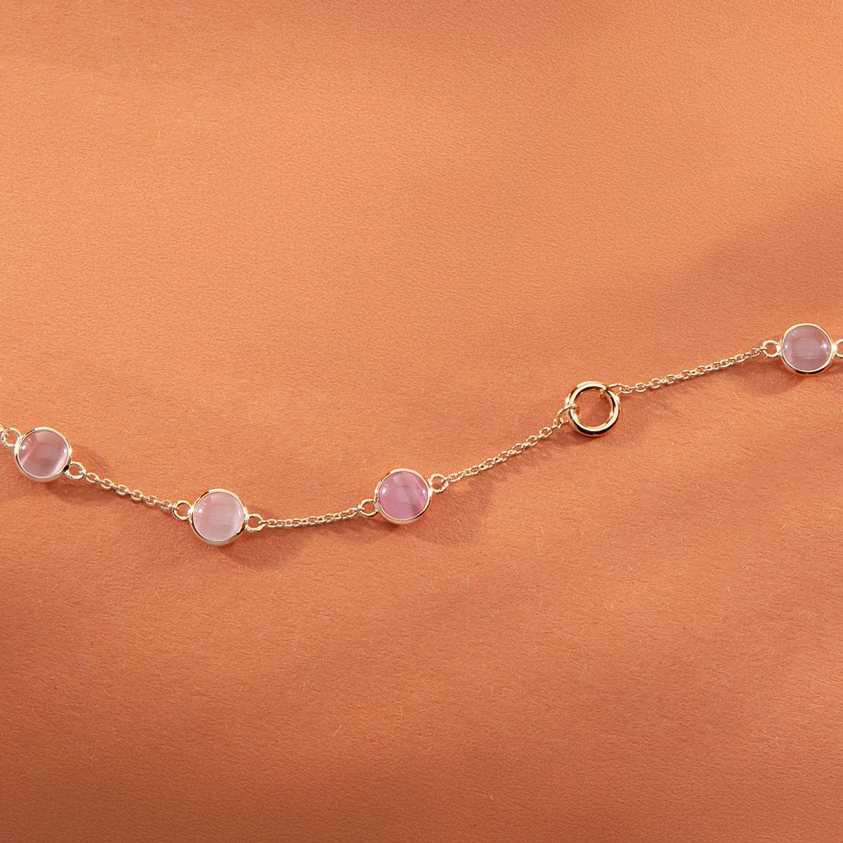 Ασημένιο Βραχιόλι Venezia - 4 Pink Cat eye stones - MORELLATO - SAZM17