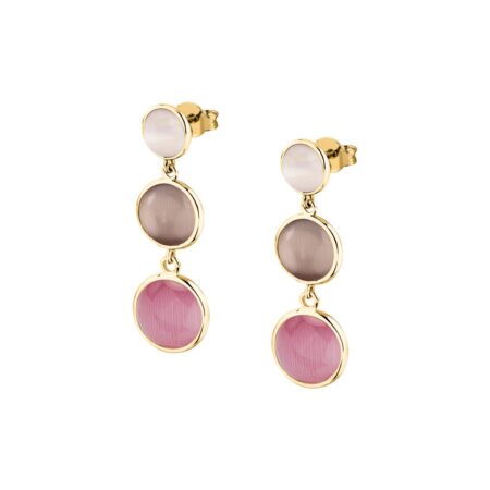 Ασημένια Σκουλαρίκια Venezia - 3 Pink Cat eye stones - MORELLATO - SAZM18