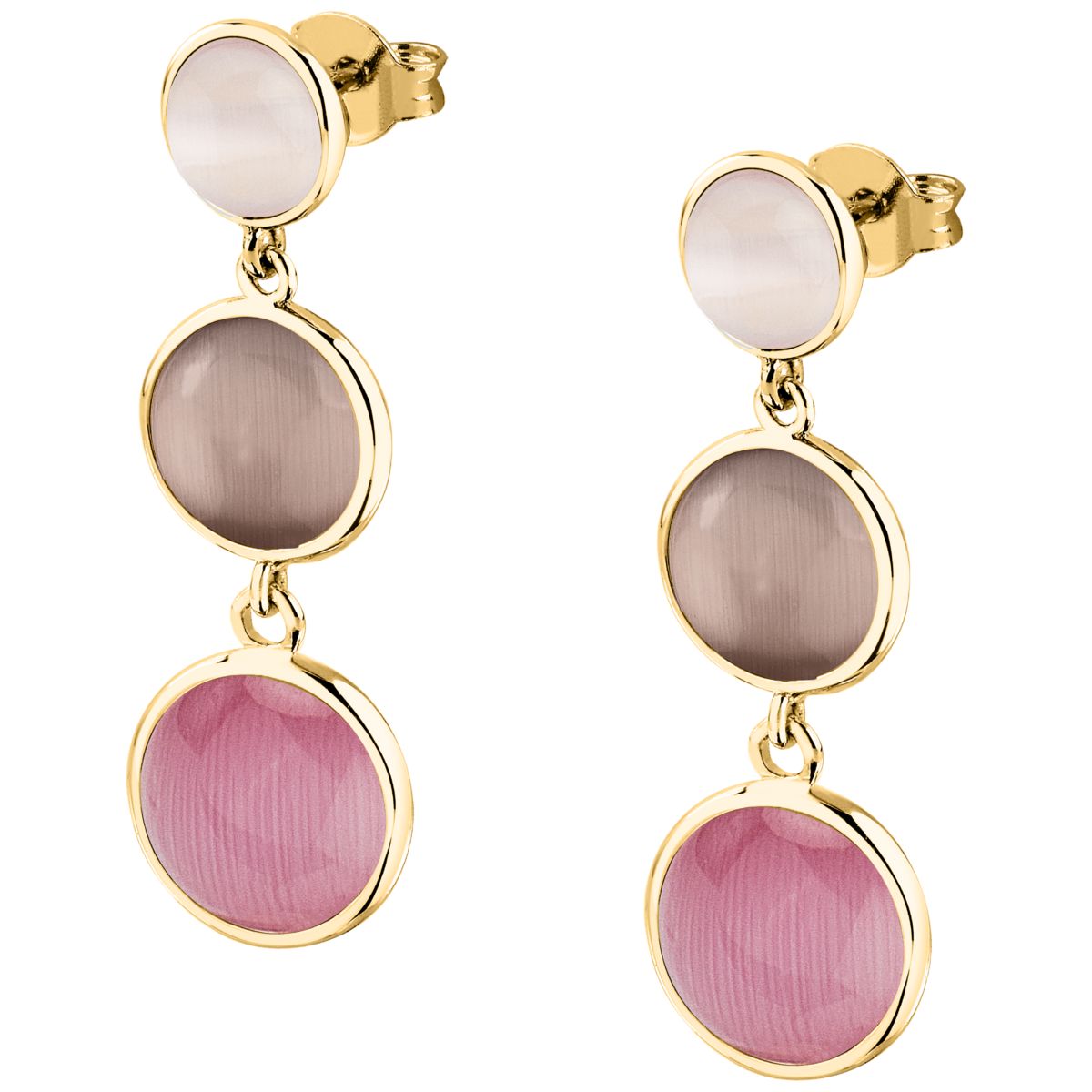 Ασημένια Σκουλαρίκια Venezia - 3 Pink Cat eye stones - MORELLATO - SAZM18