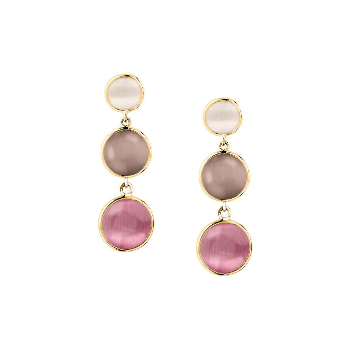 Ασημένια Σκουλαρίκια Venezia - 3 Pink Cat eye stones - MORELLATO - SAZM18