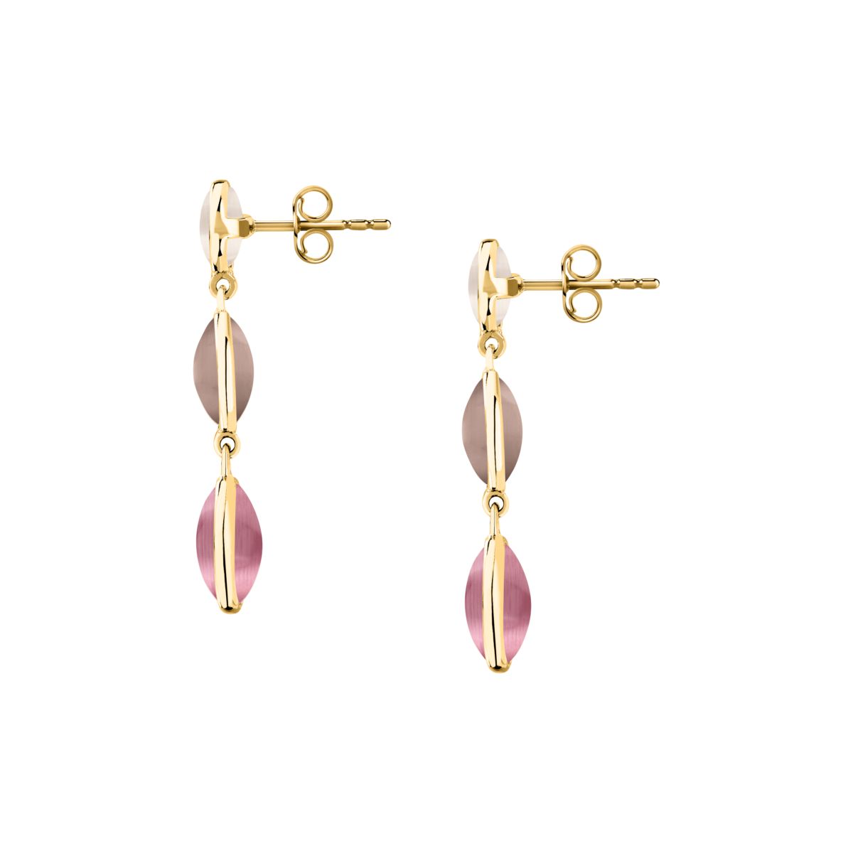 Ασημένια Σκουλαρίκια Venezia - 3 Pink Cat eye stones - MORELLATO - SAZM18
