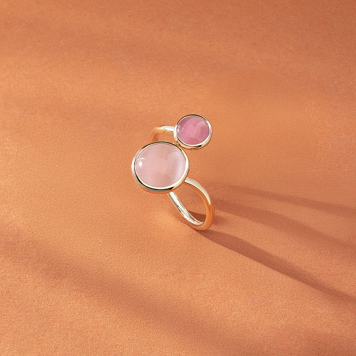 Ασημένιο Δαχτυλίδι Venezia - 2 Pink Cat eye stones - MORELLATO - SAZM19