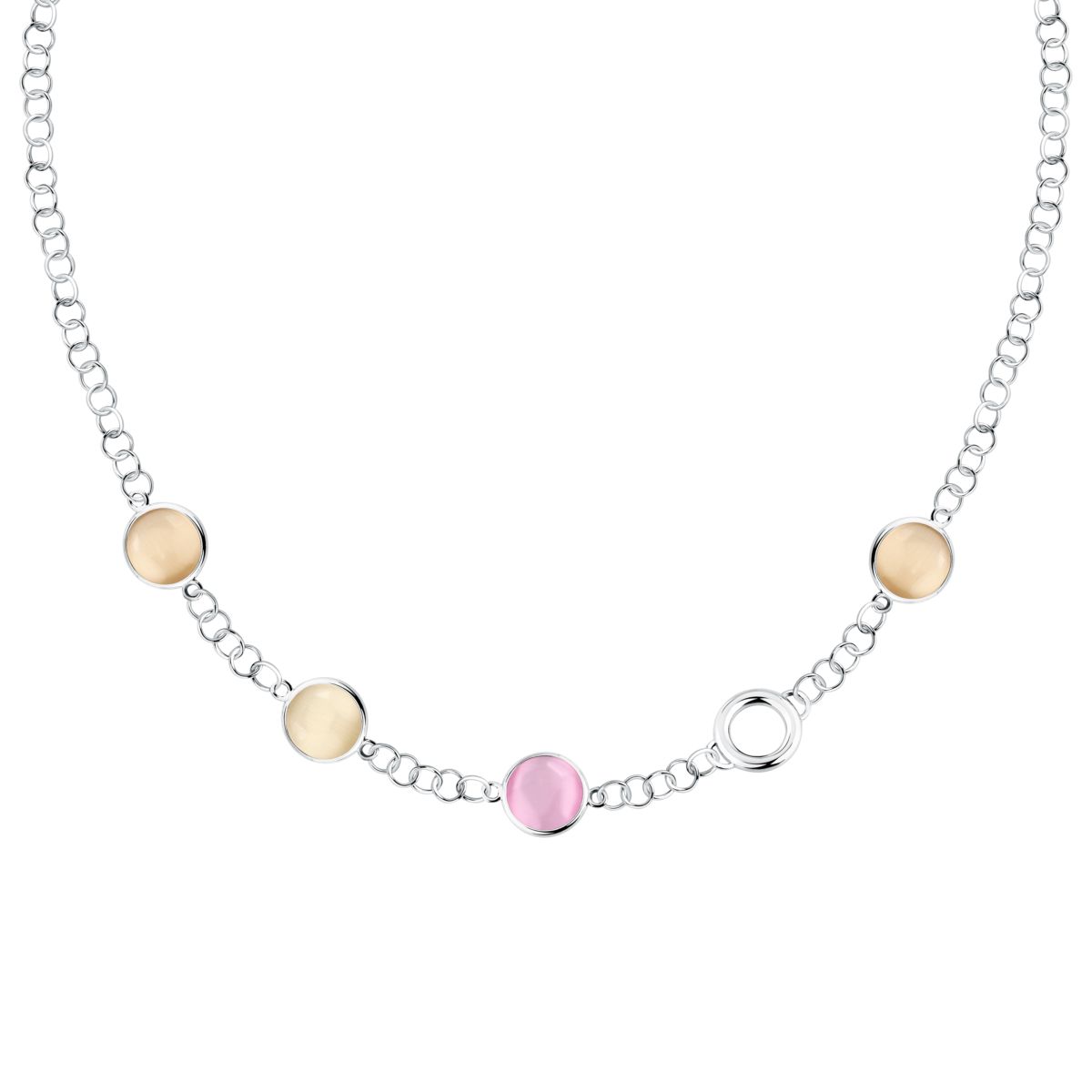 Ασημένιο Κολιέ Venezia - 4 beige Cat eye stones- MORELLATO - SAZM20