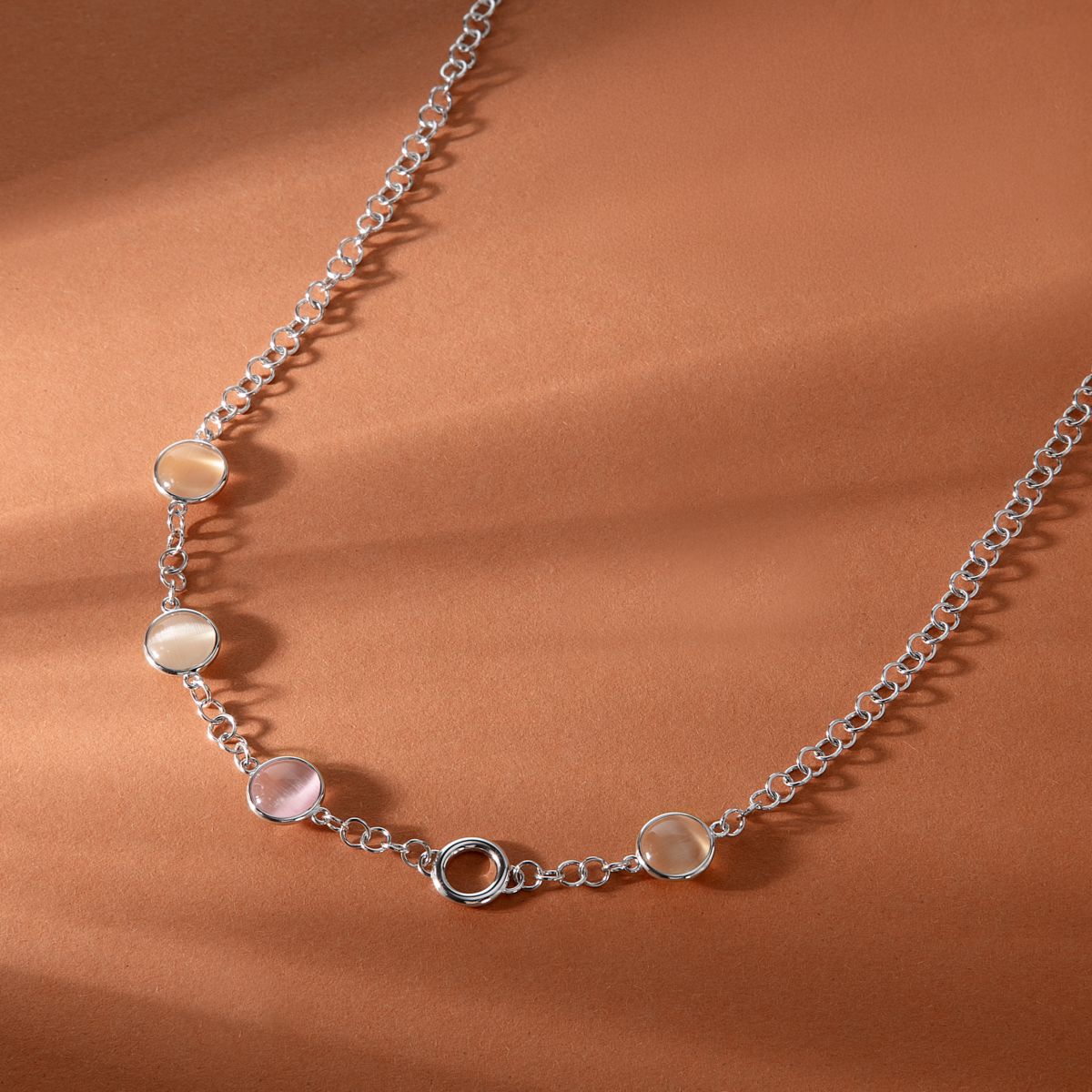 Ασημένιο Κολιέ Venezia - 4 beige Cat eye stones- MORELLATO - SAZM20