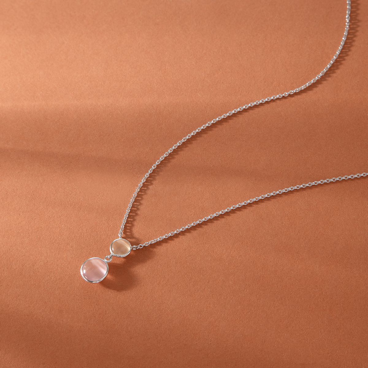 Ασημένιο Κολιέ Venezia - 2 beige Cat eye stones - MORELLATO - SAZM21