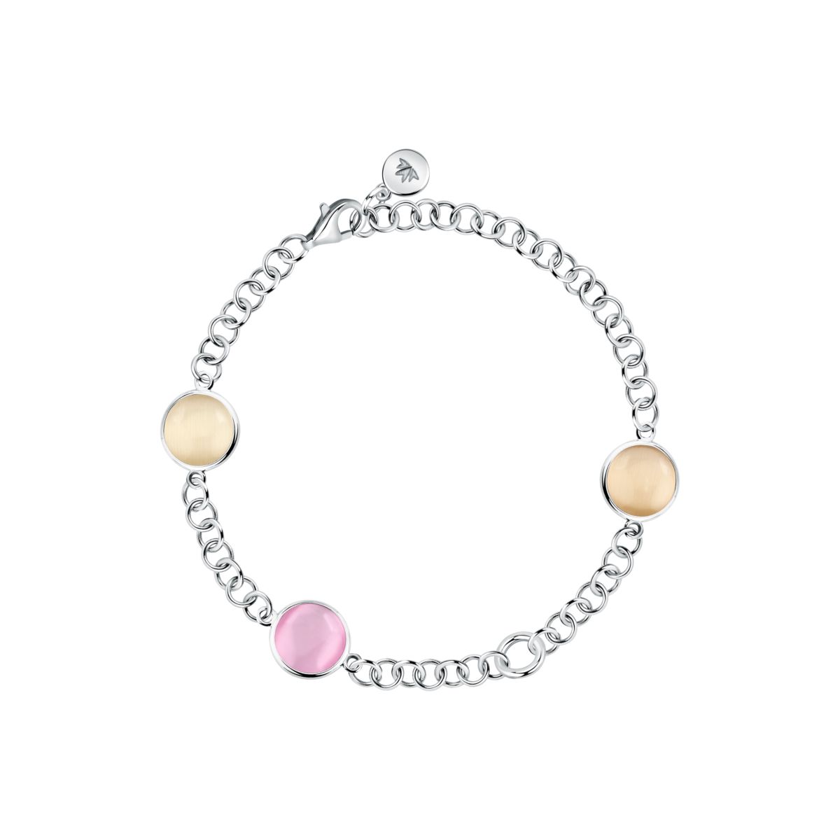 Ασημένιο Βραχιόλι Venezia - 3 Pink Cat eye stones - MORELLATO - SAZM22
