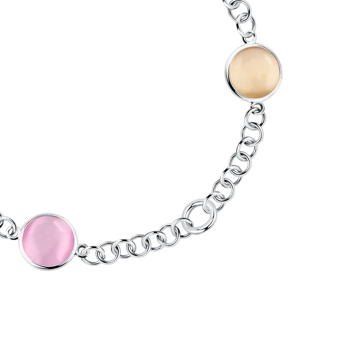 Ασημένιο Βραχιόλι Venezia - 3 Pink Cat eye stones - MORELLATO - SAZM22