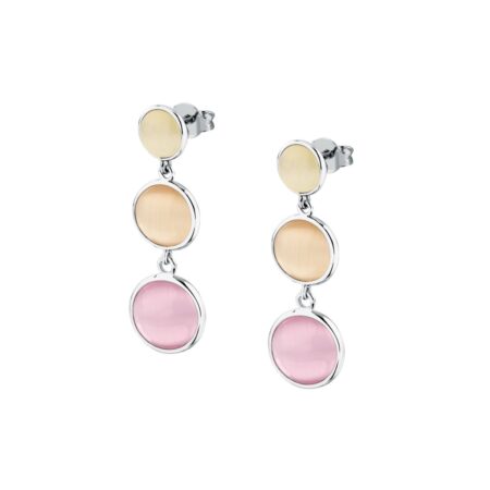 Ασημένια Σκουλαρίκια Venezia - 3 Pink Cat eye stones - MORELLATO - SAZM23