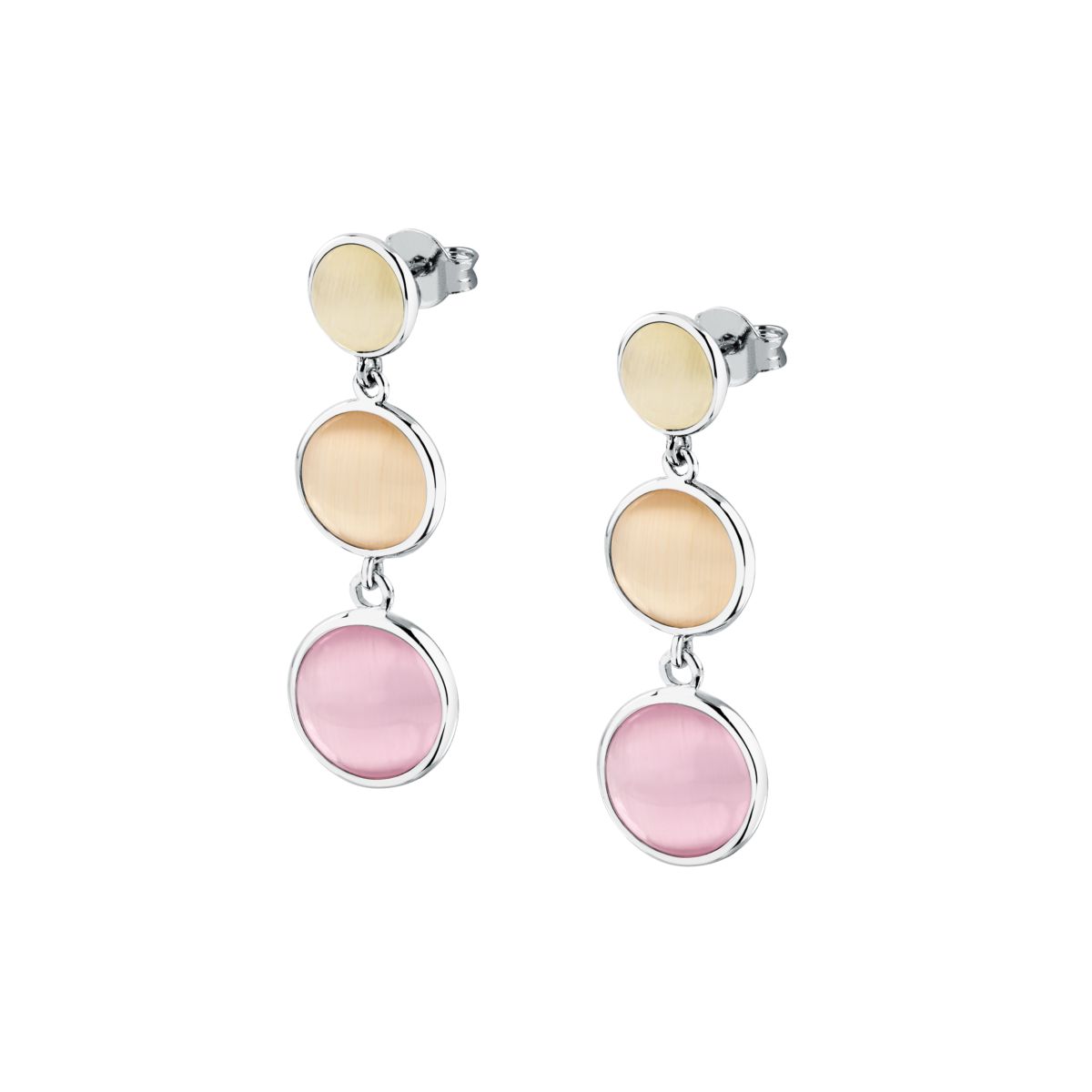 Ασημένια Σκουλαρίκια Venezia - 3 Pink Cat eye stones - MORELLATO - SAZM23