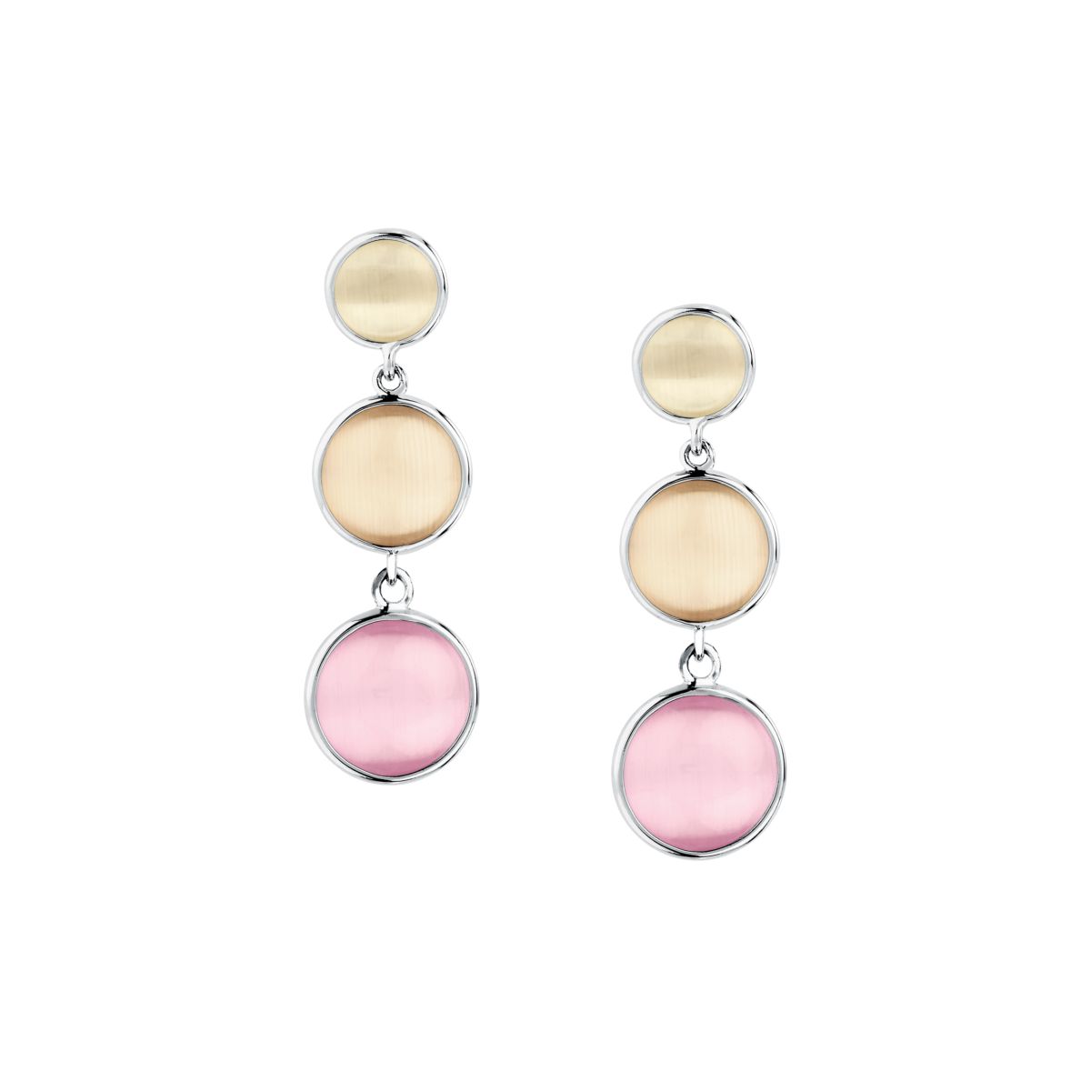 Ασημένια Σκουλαρίκια Venezia - 3 Pink Cat eye stones - MORELLATO - SAZM23