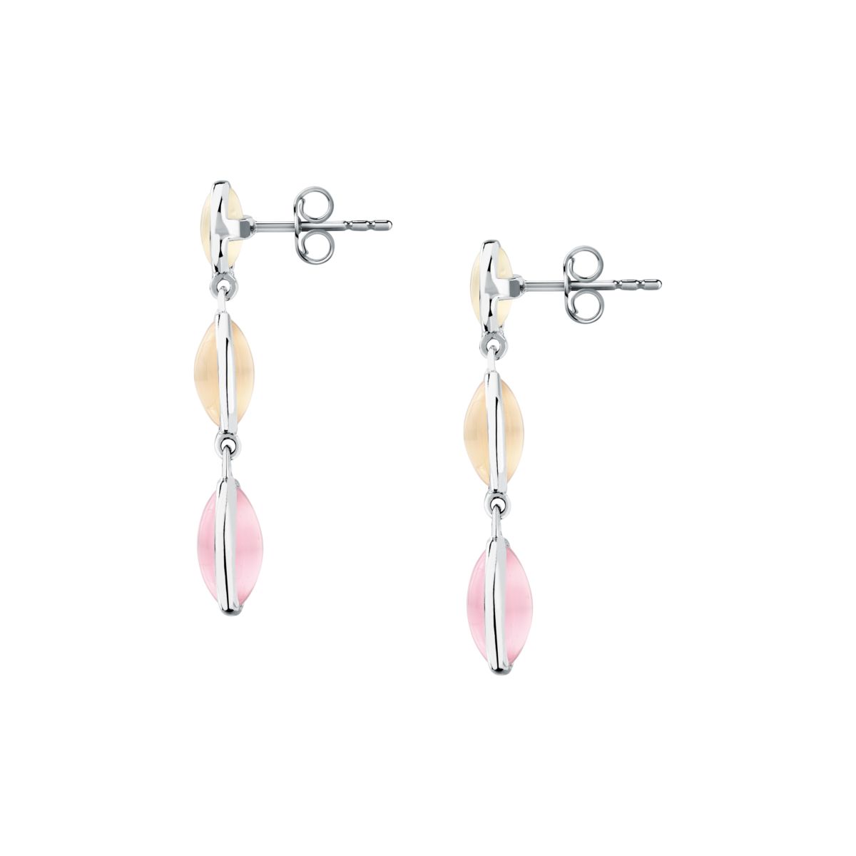 Ασημένια Σκουλαρίκια Venezia - 3 Pink Cat eye stones - MORELLATO - SAZM23