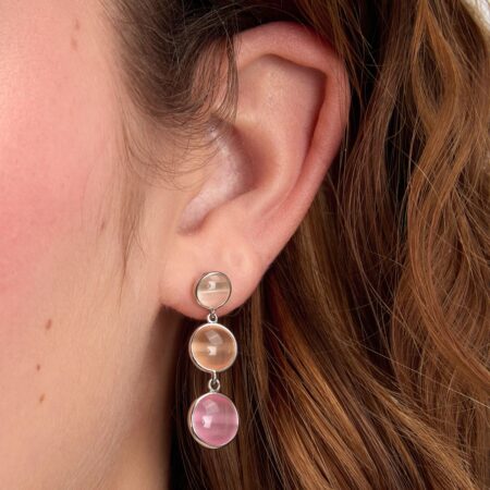 Ασημένια Σκουλαρίκια Venezia - 3 Pink Cat eye stones - MORELLATO - SAZM23