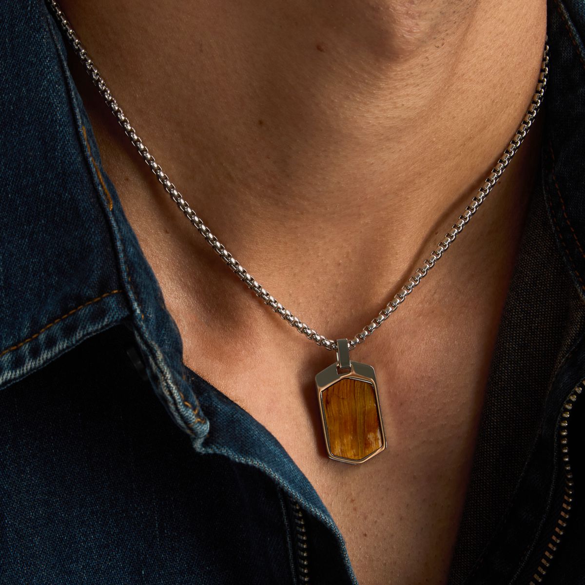 Ανδρικό κολιέ Terra με Tiger Eye Stone - MORELLATO - SBKA01