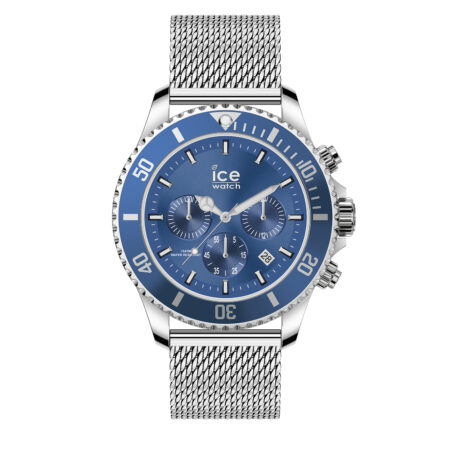 Ανδρικό ρολόι ICE-WATCH 017668 χρονογράφος με μπλε καντράν και ασημί mesh μπρασελέ