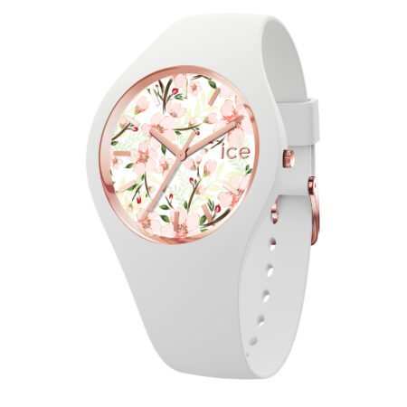 Γυναικείο ρολόι ICE-WATCH 020516 λευκό με floral καντράν και rose gold λεπτομέρειες