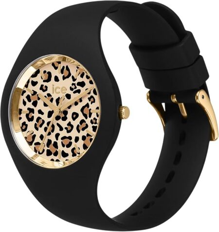 Γυναικείο ρολόι ICE-WATCH 021728 μαύρο με leopard print καντράν και χρυσαφί λεπτομέρειες