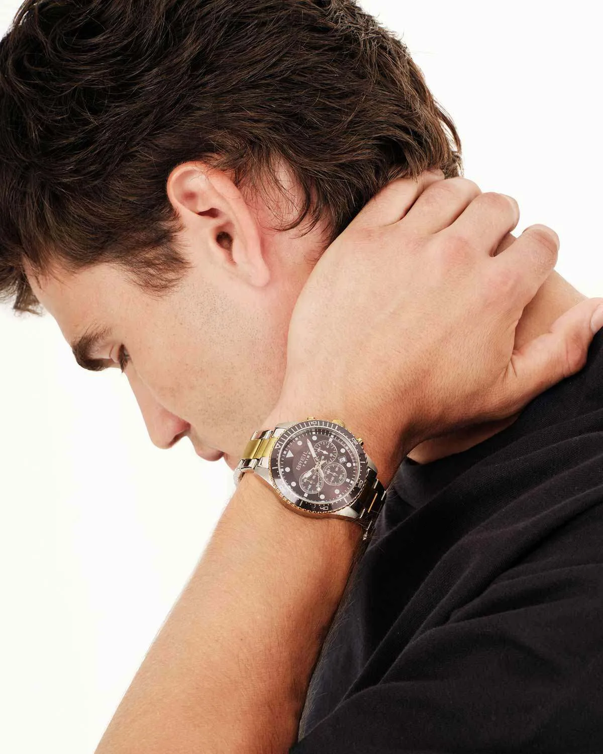 Ανδρικό ρολόι BREIL EW0794 Chronograph με καφέ καντράν και δίχρωμο μπρασελέ model