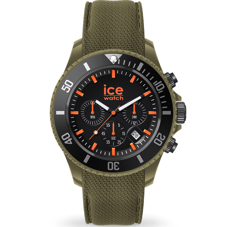 Ανδρικό ρολόι ICE-WATCH 020884 χακί με μαύρο καντράν και πορτοκαλί λεπτομέρειες